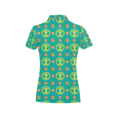 Celtic Tree of Life Print Pattern Women's Polo Shirt