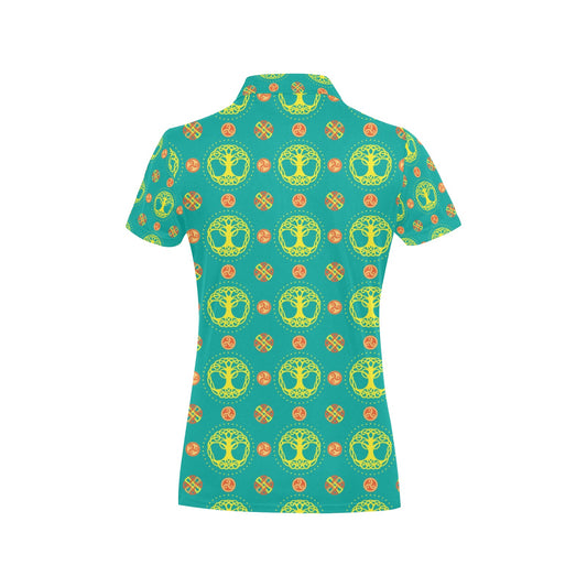 Celtic Tree of Life Print Pattern Women's Polo Shirt