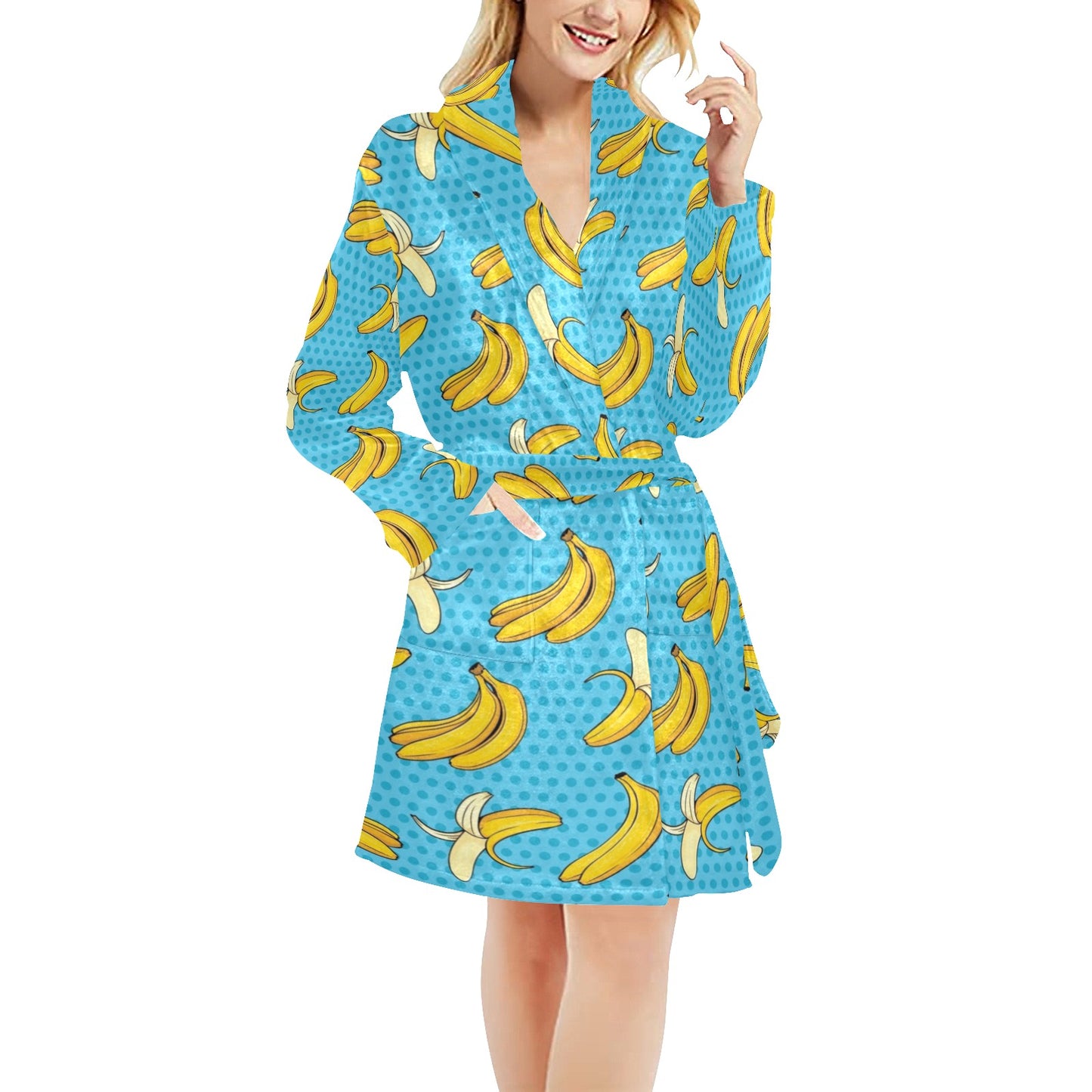Banana Pattern Print Design BA08 Women's Fleece Robe