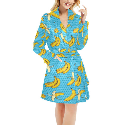 Banana Pattern Print Design BA08 Women's Fleece Robe