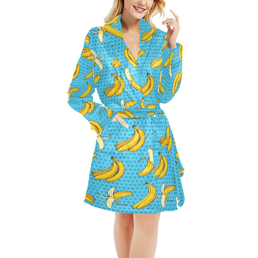 Banana Pattern Print Design BA08 Women's Fleece Robe