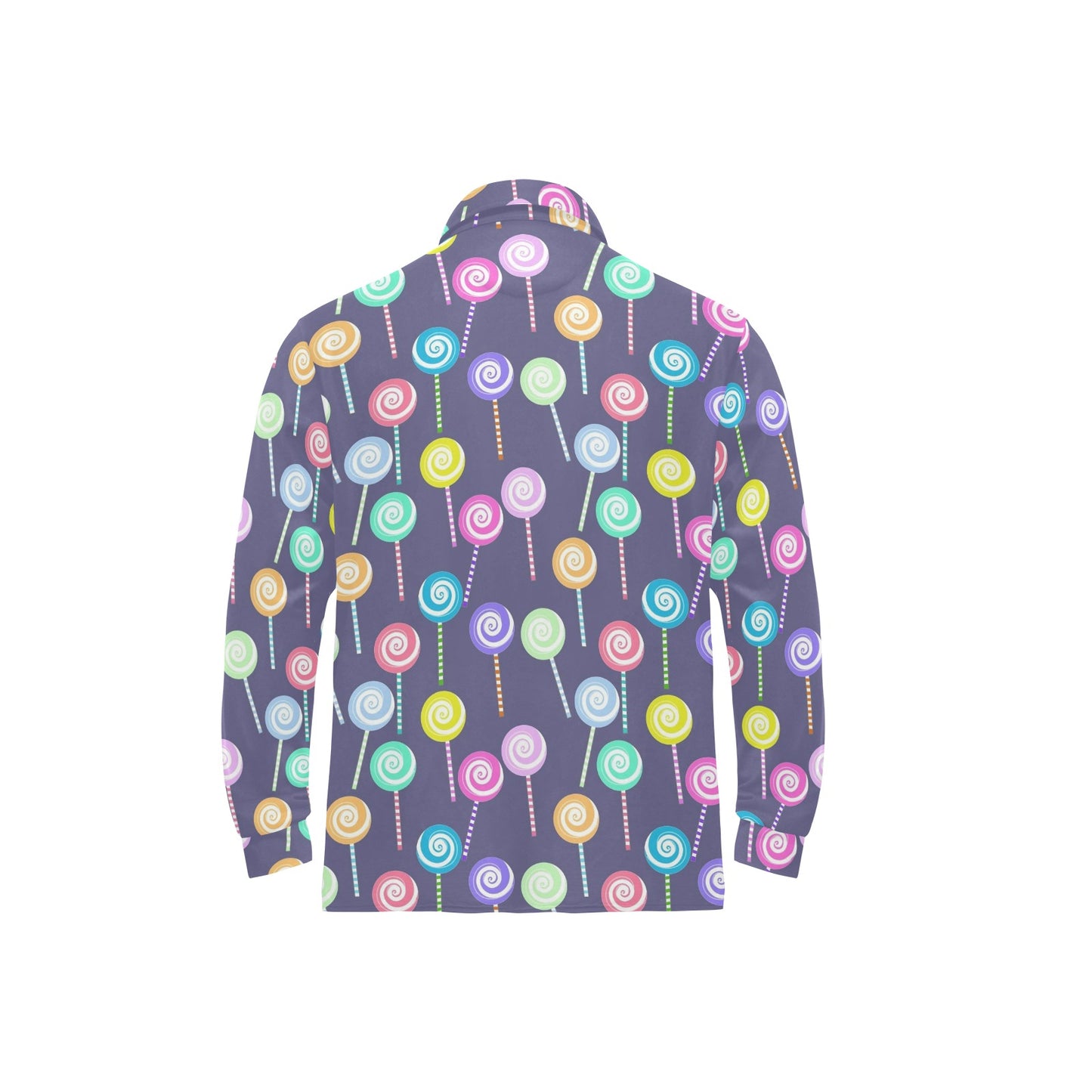 Lollipop Pattern Print Design LL03 Long Sleeve Polo Shirt For Men's
