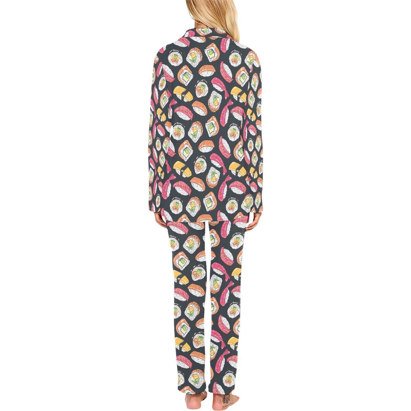 Sushi Print Design LKS306 Women's Long Pajama Set