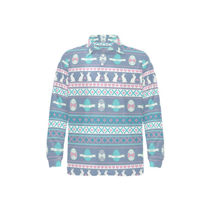 Easter Eggs Pattern Print Design RB013 Long Sleeve Polo Shirt For Men's