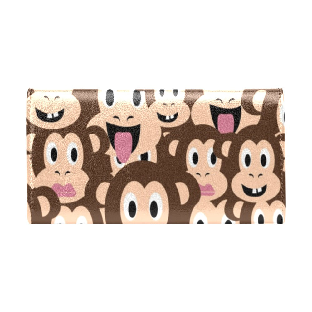 Emoji Monkey Print Pattern Women's Trifold Wallet