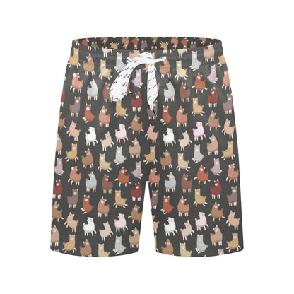 Alpaca Cute Design Themed Print Men's Swim Trunks Beach Shorts