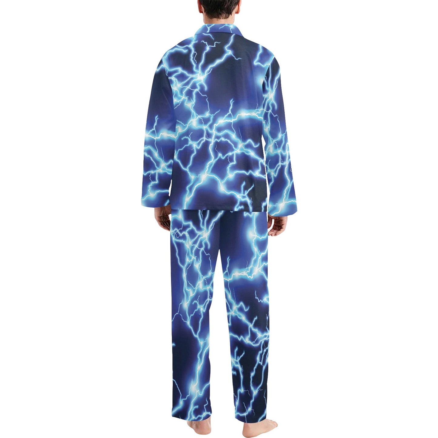 Lightning Thunder Pattern Print Design 04 Men's Long Pajama Set