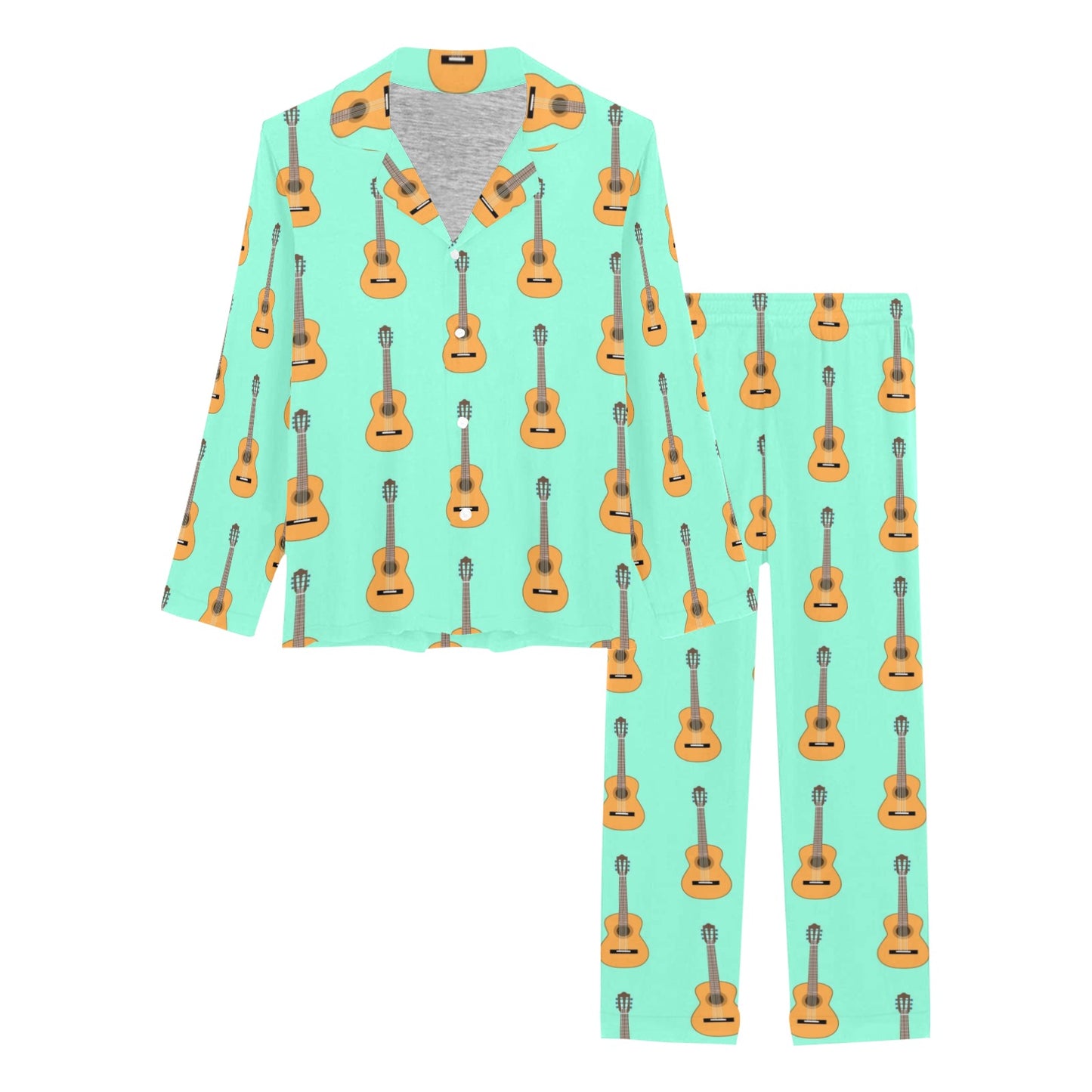 Acoustic Guitar Print Design LKS403 Women's Long Pajama Set