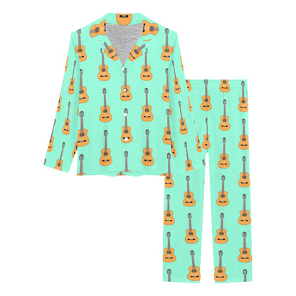 Acoustic Guitar Print Design LKS403 Women's Long Pajama Set