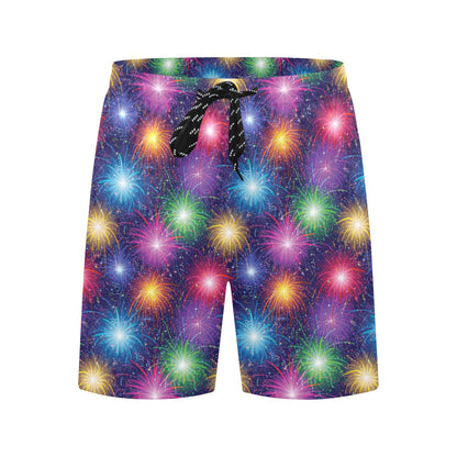 Firework Colorful Print Design LKS301 Men's Swim Trunks Beach Shorts