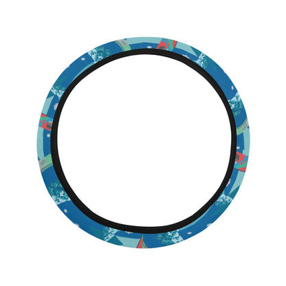 Snowboard Print Design LKS301 Steering Wheel Cover with Elastic Edge