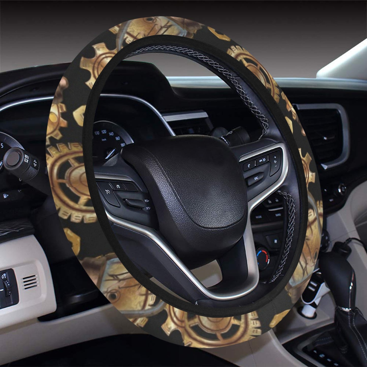 Steampunk Lightbulb Print Design LKS304 Steering Wheel Cover with Elastic Edge