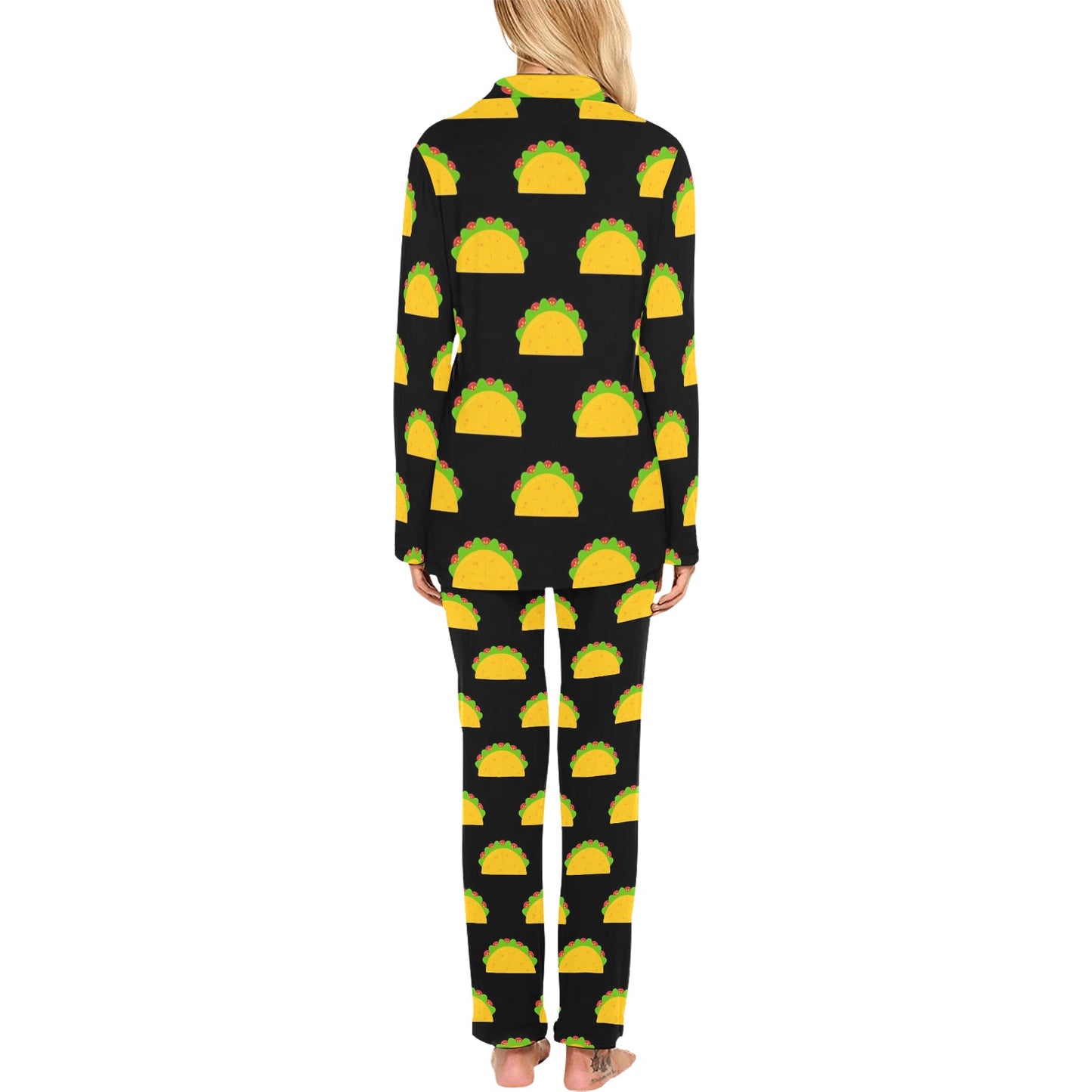 Taco Pattern Print Design TC06 Women's Long Pajama Set