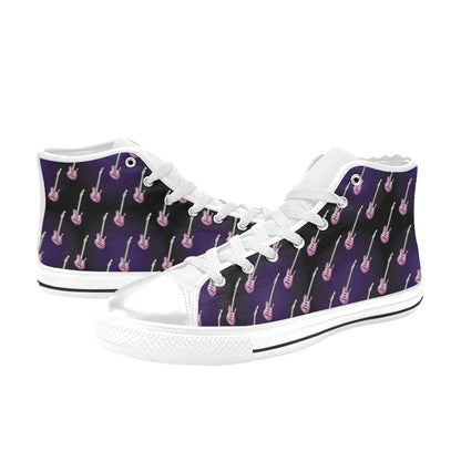 Electric Guitar Print Design LKS405 Men's High Top Canvas Shoes