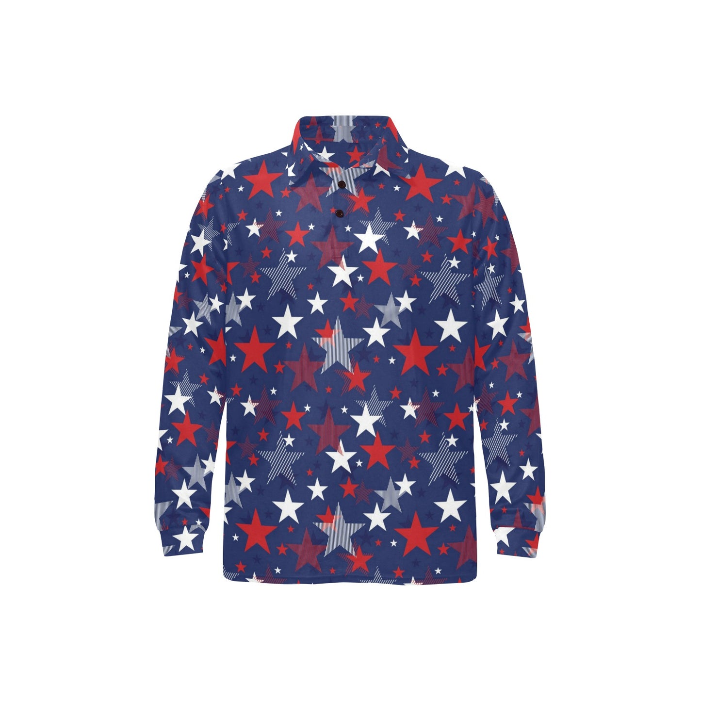Star Print Design LKS304 Long Sleeve Polo Shirt For Men's