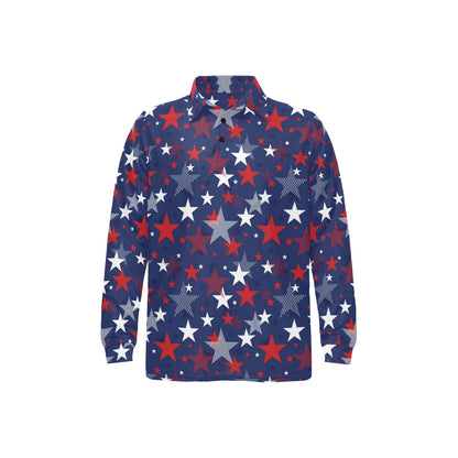 Star Print Design LKS304 Long Sleeve Polo Shirt For Men's