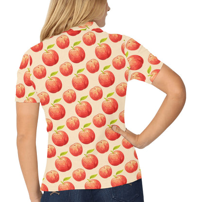 Peach Pattern Print Design A03 Women's Polo Shirt