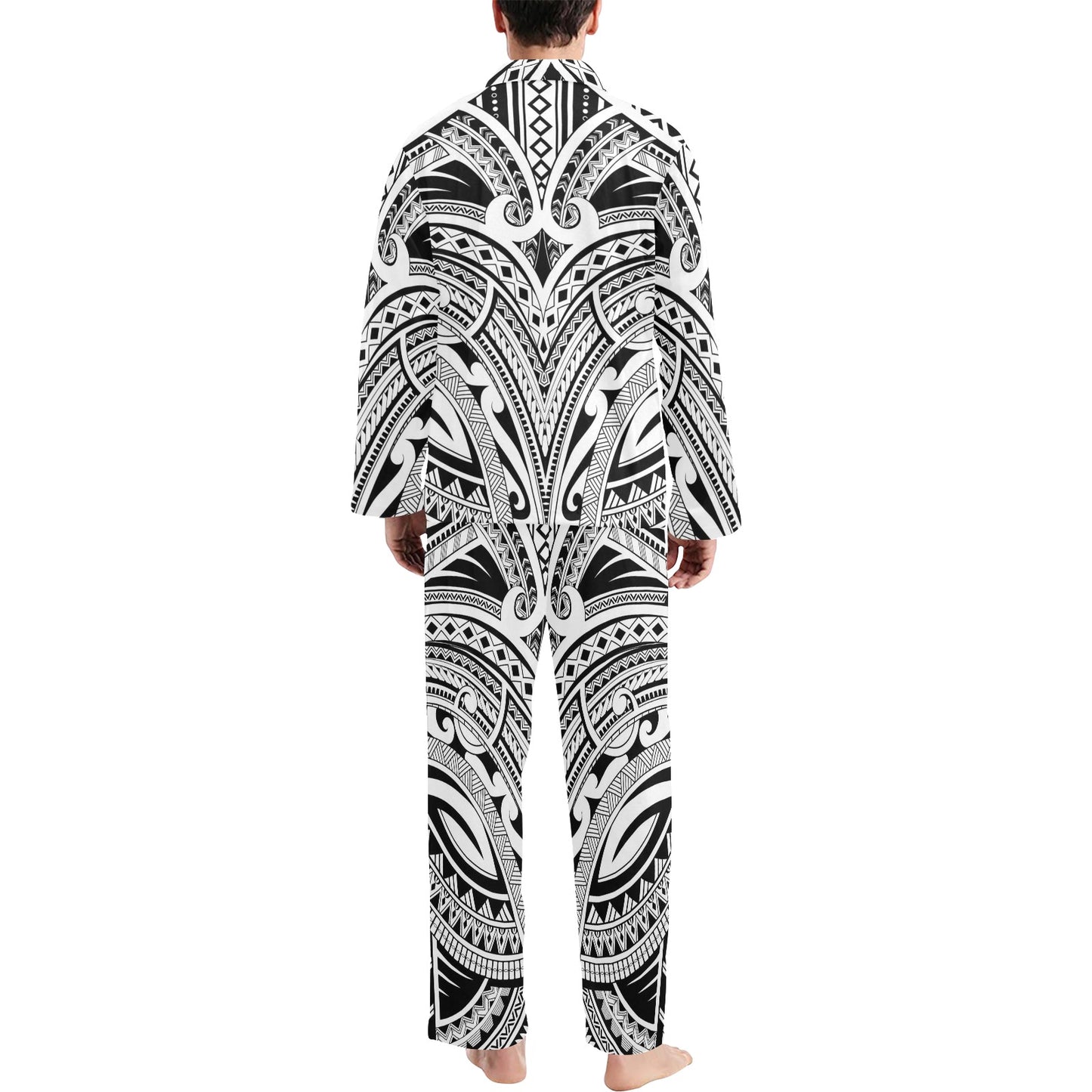 Maori Pattern Print Design 06 Men's Long Pajama Set