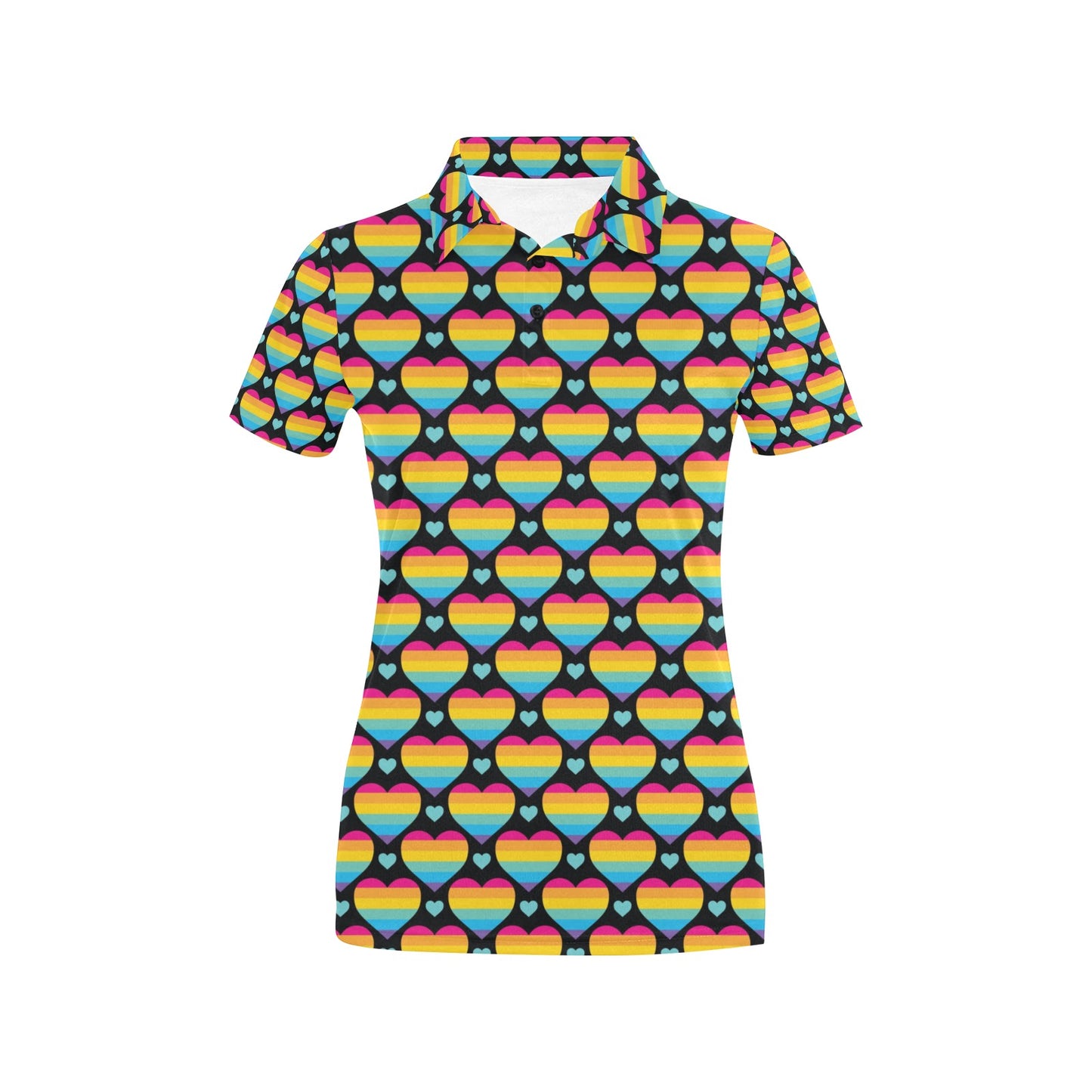 Rainbow Heart Print Pattern Women's Polo Shirt