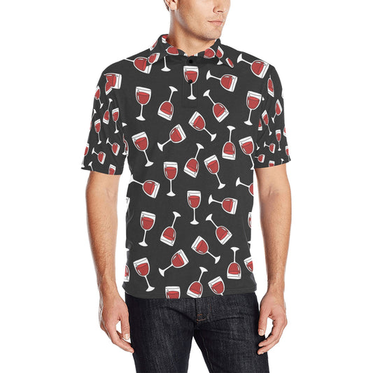 Wine Glass Print Design LKS303 Men Polo Shirt