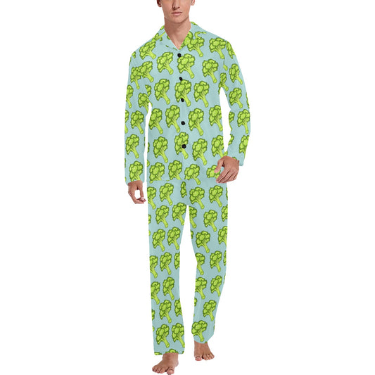 Broccoli Pattern Print Design 02 Men's Long Pajama Set