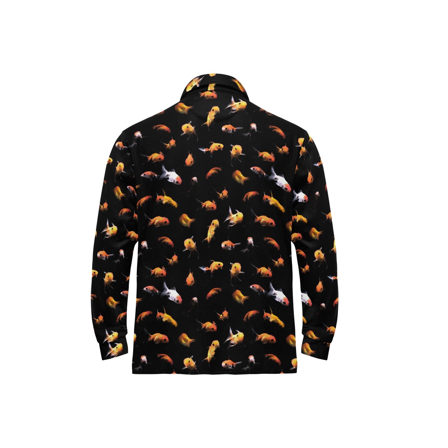 Goldfish Print Design LKS402 Long Sleeve Polo Shirt For Men's