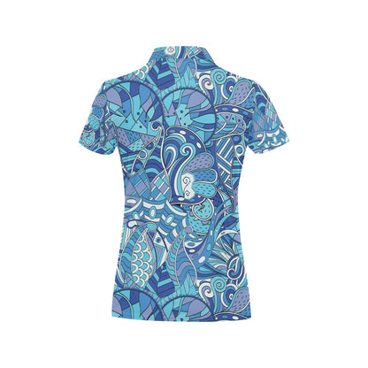 Funky Retro Pattern Print Design A02 Women's Polo Shirt