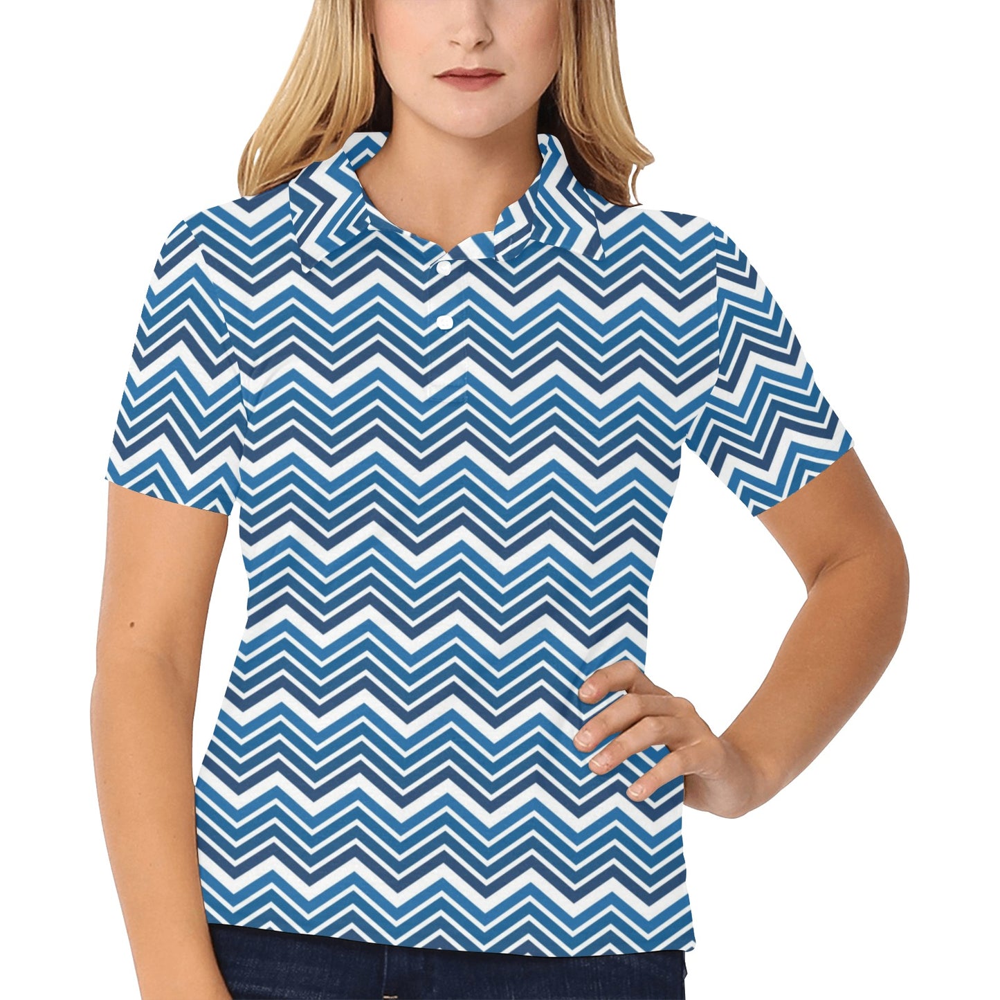 Chevron Print Design LKS403 Women's Polo Shirt