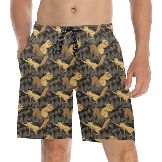 Squirrel Print Design LKS309 Men's Swim Trunks Beach Shorts