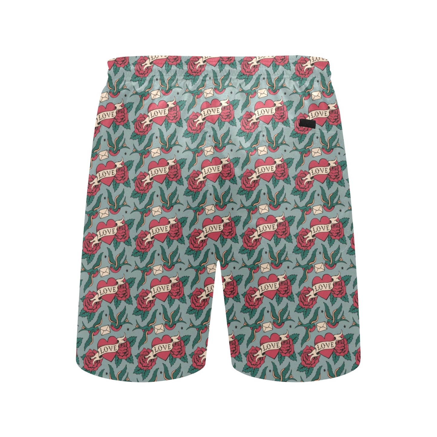 Tattoo Heart Print Design LKS301 Men's Swim Trunks Beach Shorts
