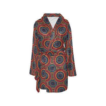 Bohemian Mandala Style Print Women's Fleece Robe