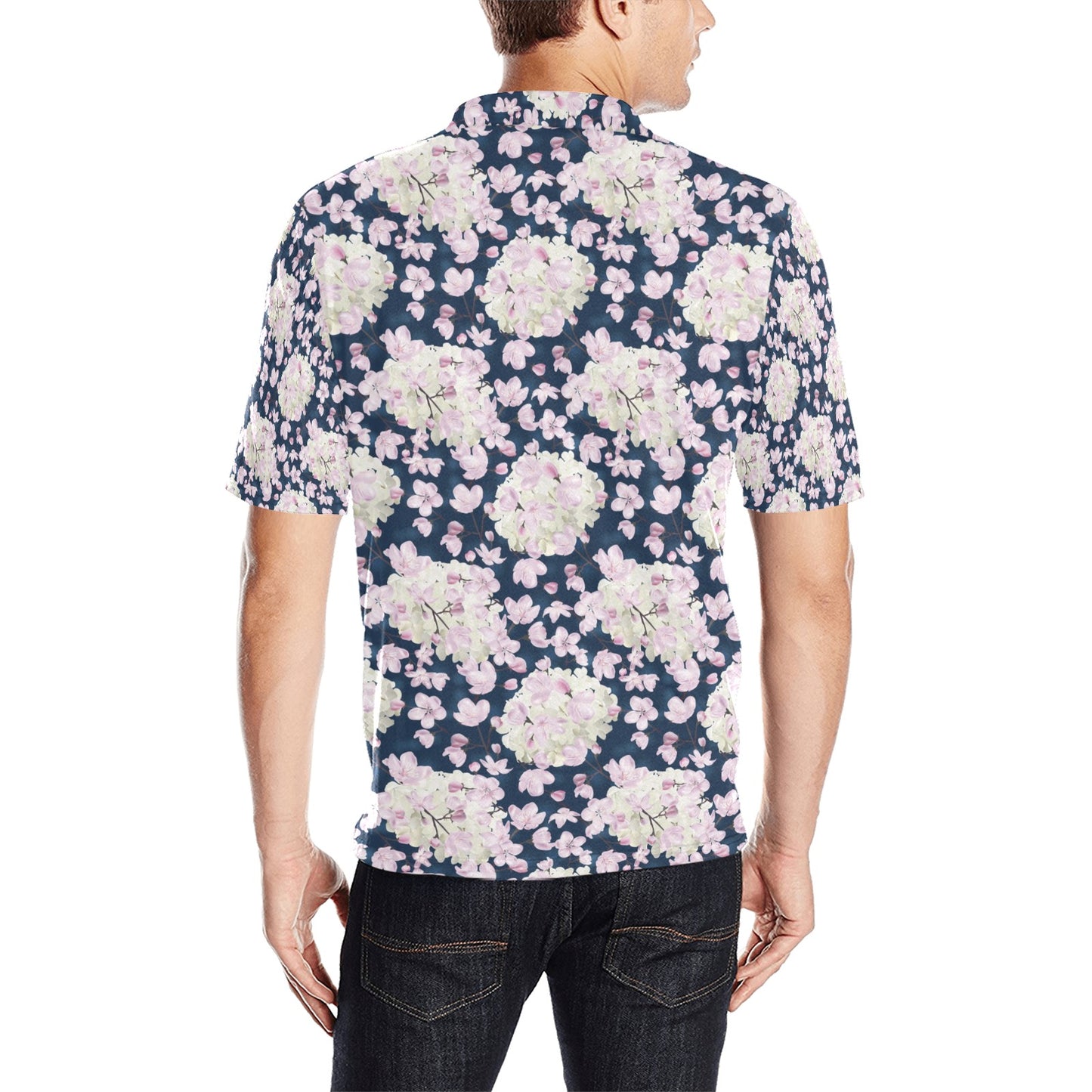 Sakura Print Design LKS305 Men Polo Shirt