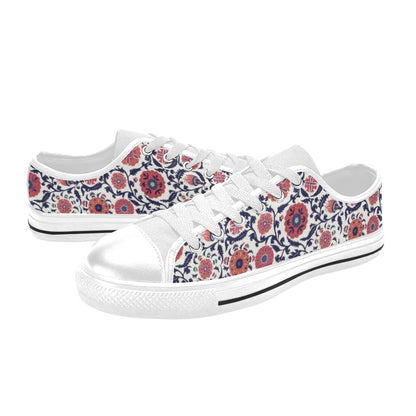 Suzani Print Design LKS304 Women's White Low Top Shoes