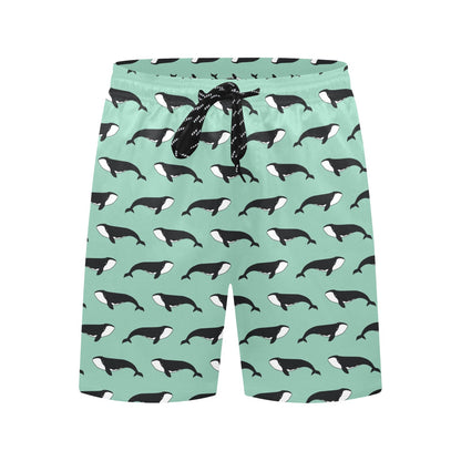 Whale Print Design LKS307 Men's Swim Trunks Beach Shorts