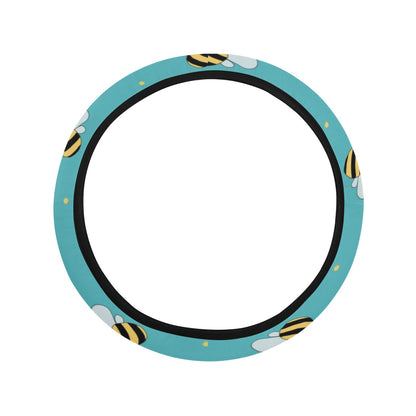 Bee With Dot Print Design LKS309 Steering Wheel Cover with Elastic Edge