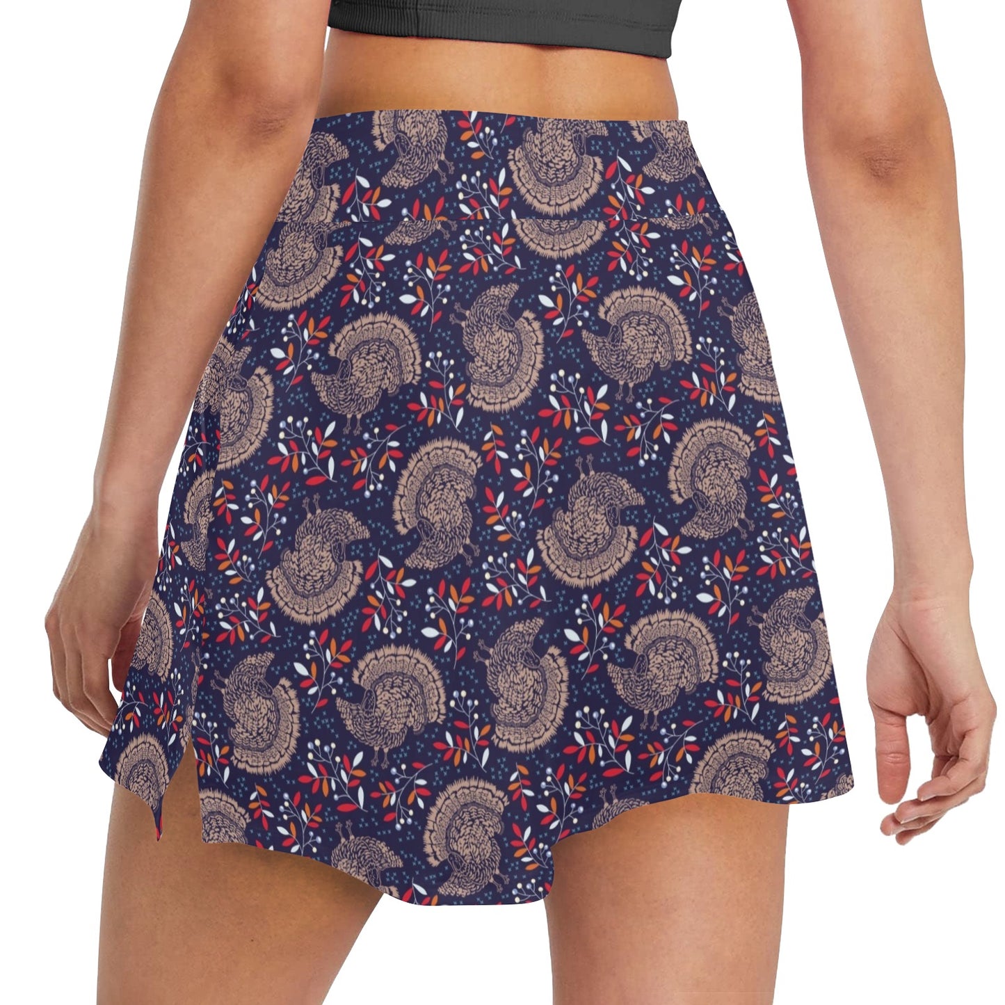 Turkey Print Design LKS401 17" Golf & Pickleball Skort with Pockets