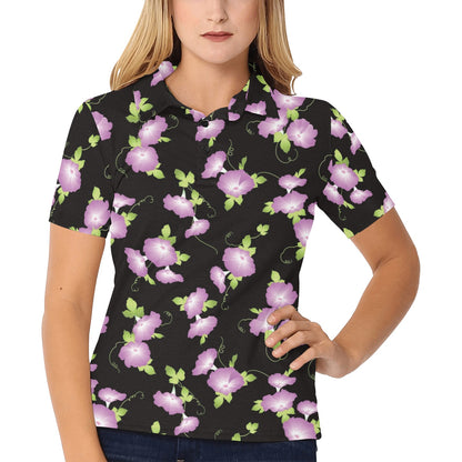 Morning Glory Pattern Print Design MG02 Women's Polo Shirt