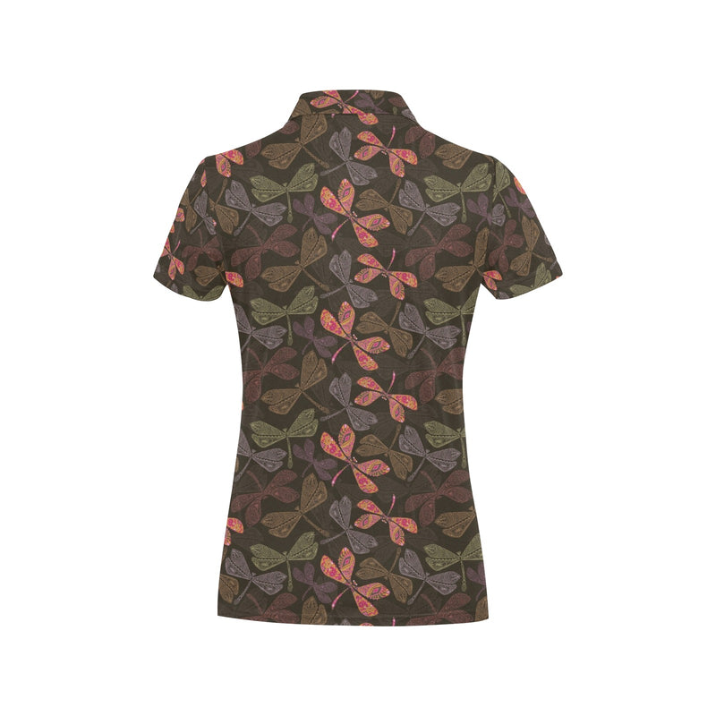 Dragonfly Pattern Print Design 02 Women's Polo Shirt