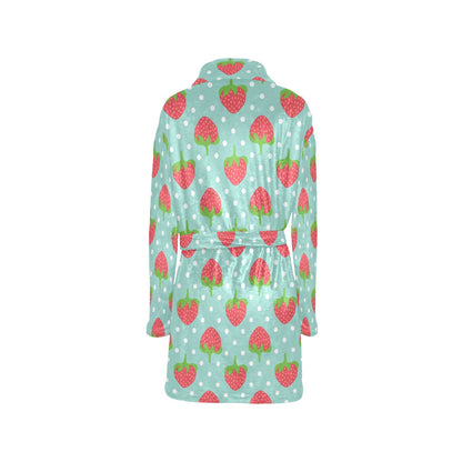 Strawberry Pattern Print Design SB06 Women's Fleece Robe