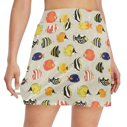 Angelfish Print Design LKS401 17" Golf & Pickleball Skort with Pockets