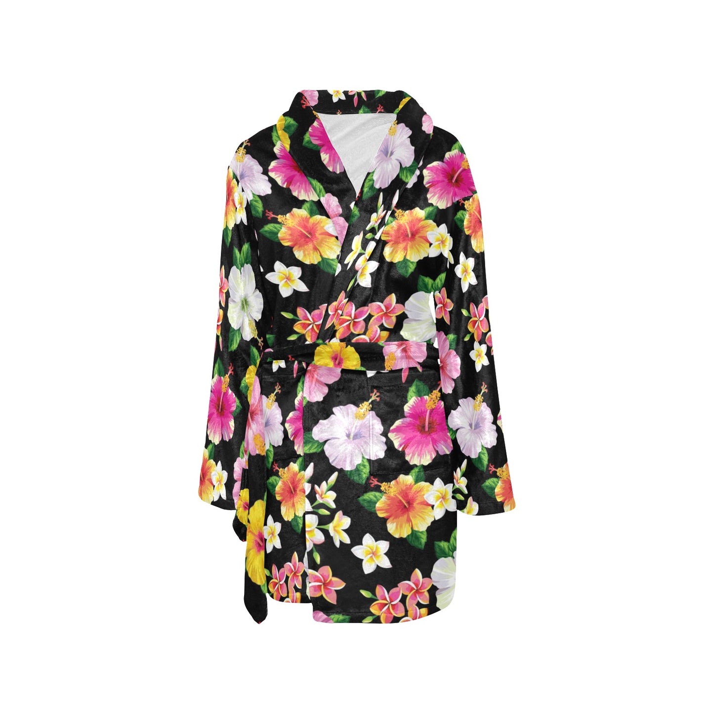 Hibiscus Pattern Print Design HB025 Women's Fleece Robe