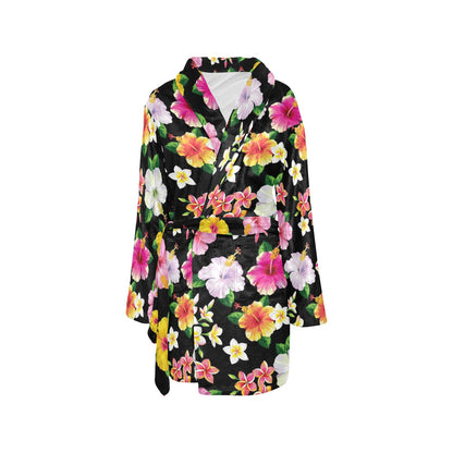 Hibiscus Pattern Print Design HB025 Women's Fleece Robe