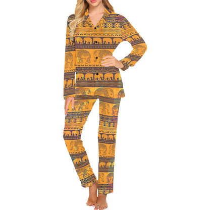 Elephant Aztec Women's Long Pajama Set