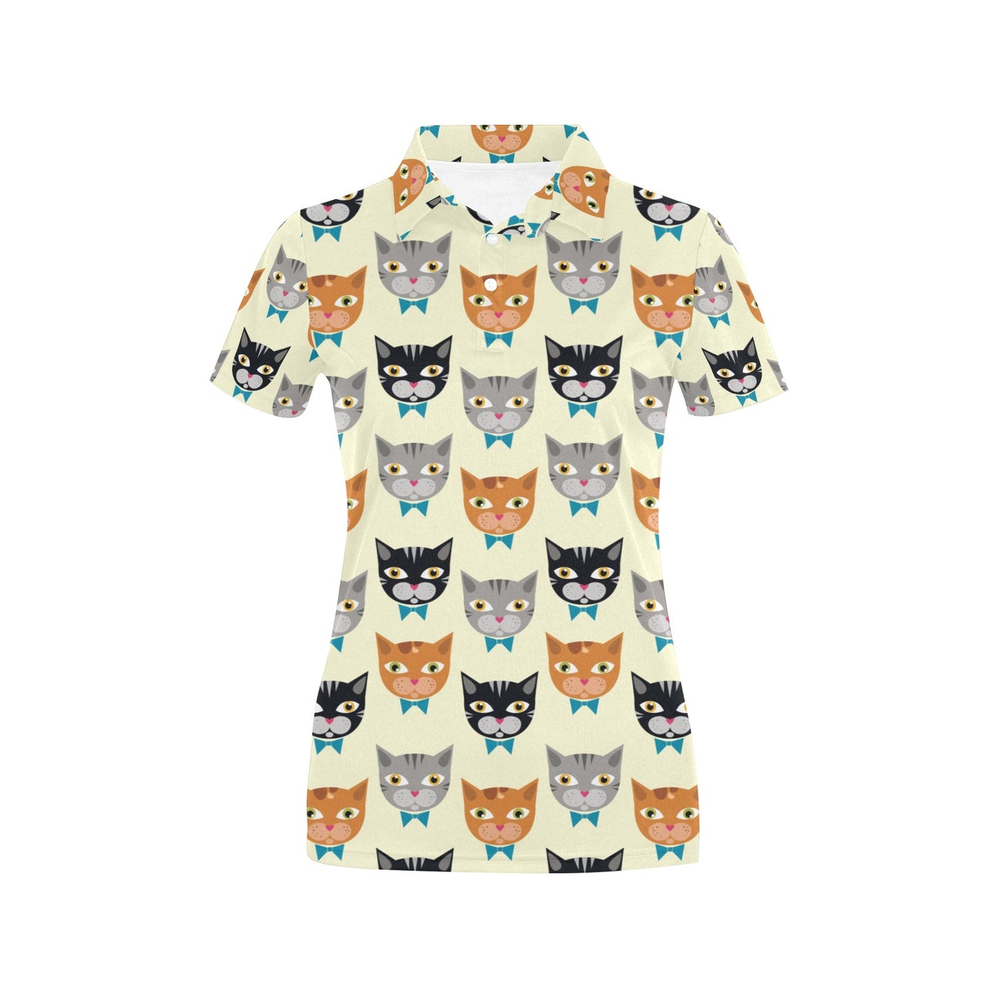 Cat Pattern Print Design 05 Women's Polo Shirt