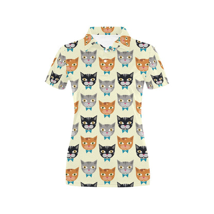 Cat Pattern Print Design 05 Women's Polo Shirt