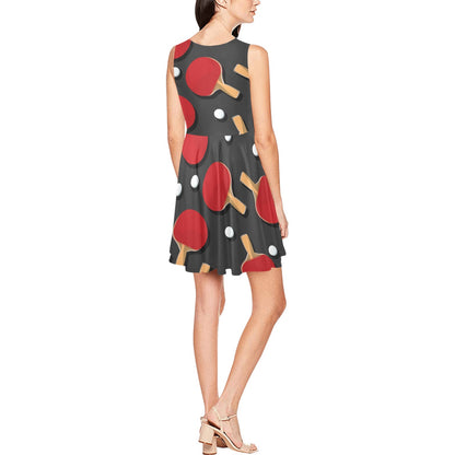 Ping Pong Pattern Print Design A05 Sleeveless Dress