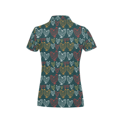 Rooster Hand Draw Design Women's Polo Shirt