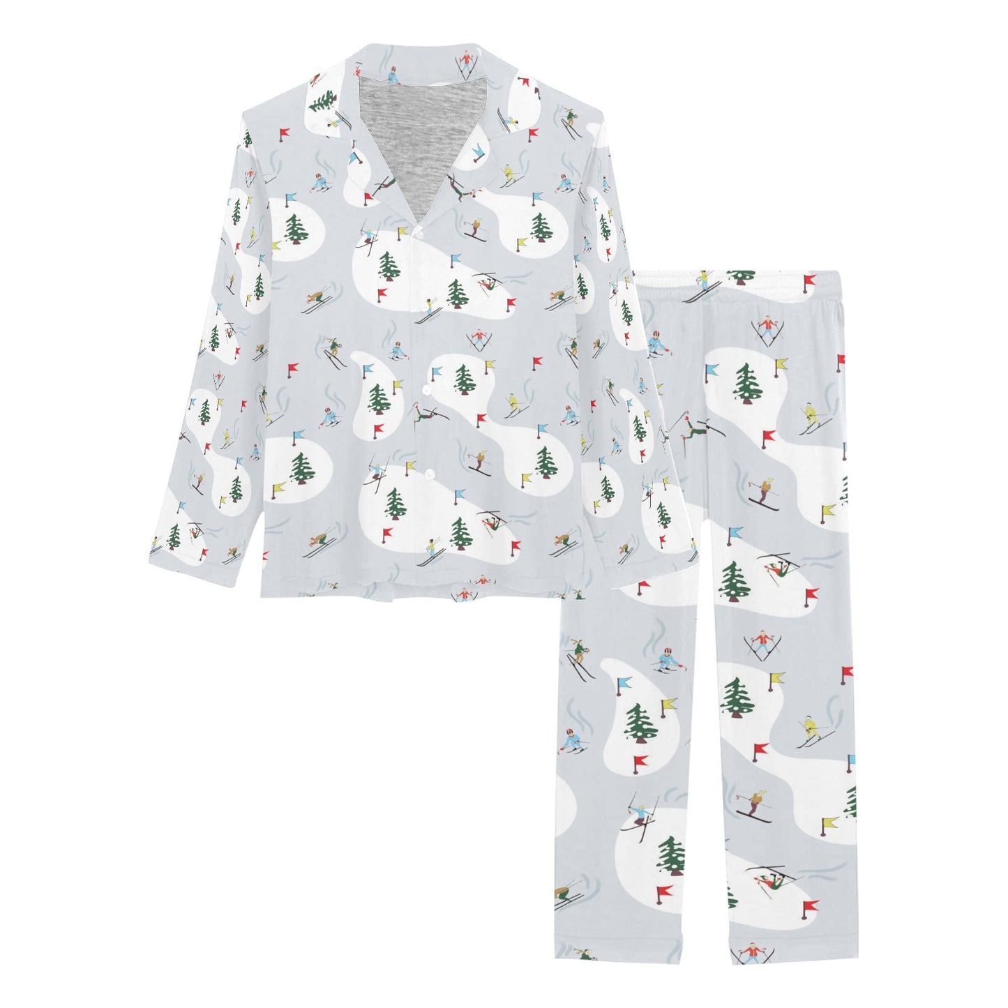 Ski Print Design LKS305 Women's Long Pajama Set