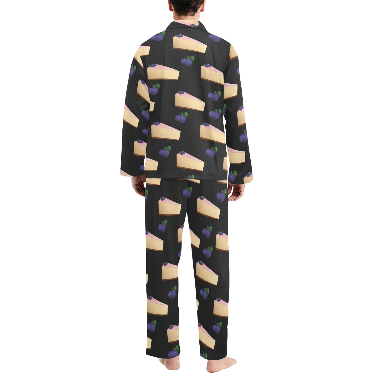 Cheesecake blueberry Pattern Print Design CK01 Men's Long Pajama Set
