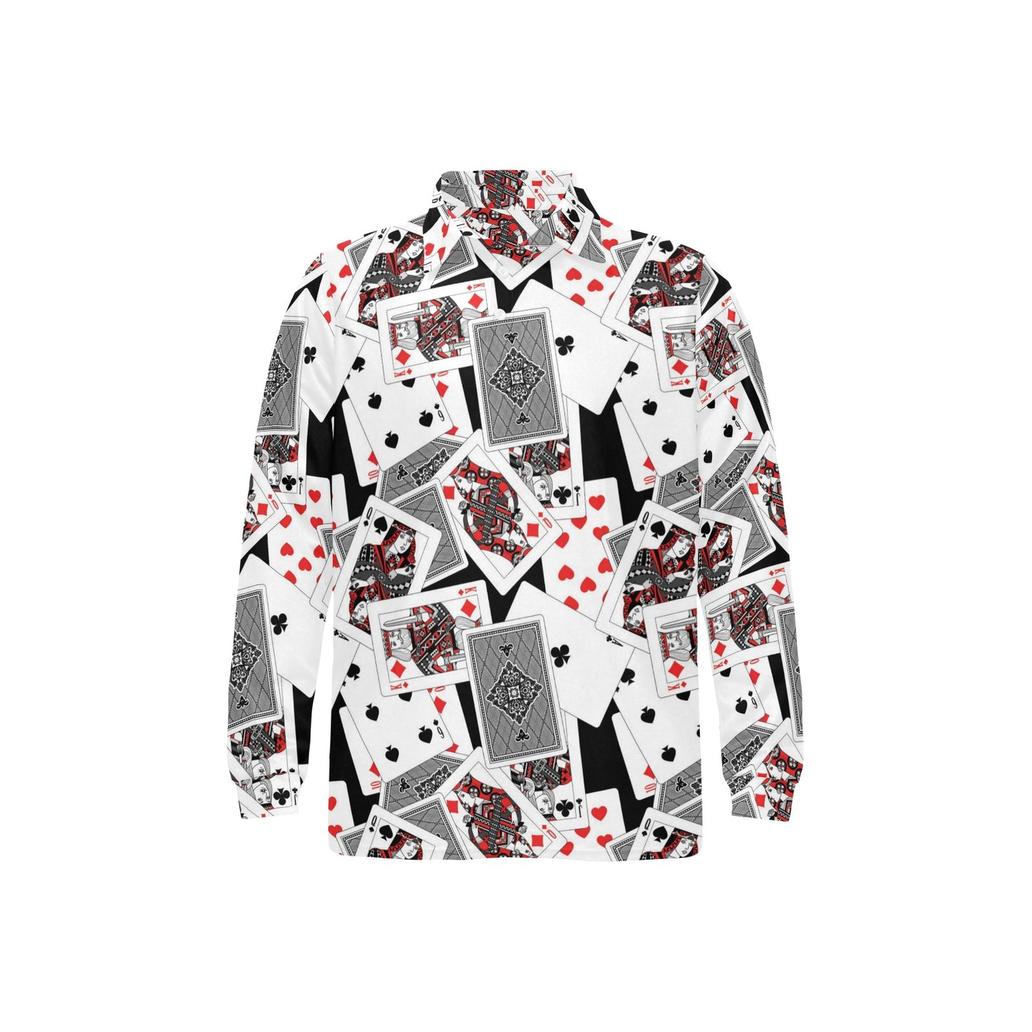 Poker Cards Pattern Print Design A04 Long Sleeve Polo Shirt For Men's